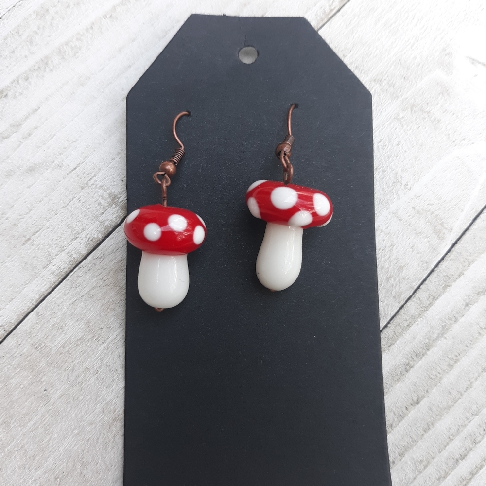 Glass Mushroom Earrings